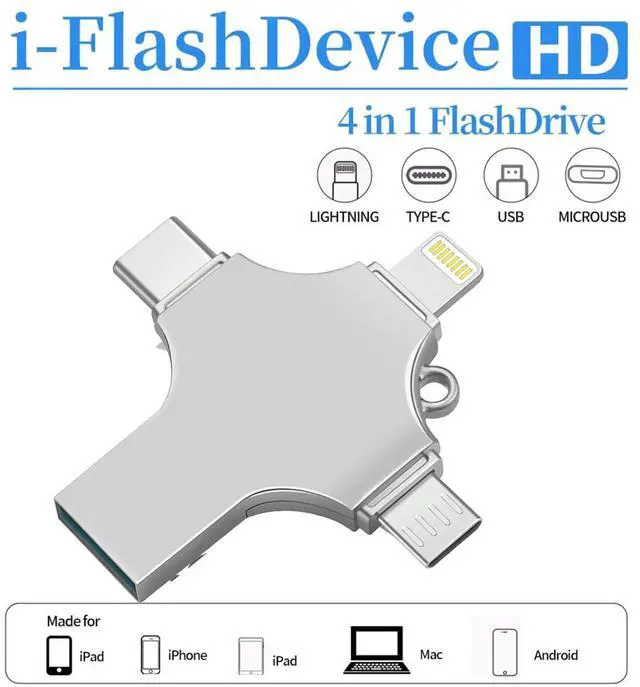 Alt view image 2 of 5 - PEIYUI Photo Stick Omni Portable Memory Storage Device, 32GB, USB Multiport Connection for Phones, Tablets, Computers (Silver Gray)