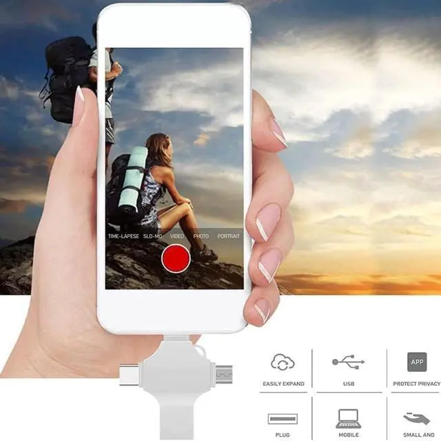 Alt view image 3 of 5 - PEIYUI Photo Stick Omni Portable Memory Storage Device, 32GB, USB Multiport Connection for Phones, Tablets, Computers (Silver Gray)