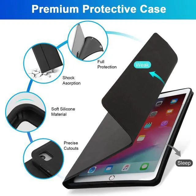 Alt view image 4 of 5 - SOPPY Bluetooth Keyboard Case for iPad 9th Gen 2021, 8th Gen 2020, 7th Gen 2019 10.2", Air 3 & Pro 10.5", Detachable Wireless Keyboard with Backlight, Slim Protective Cover, Rechargeable, Black