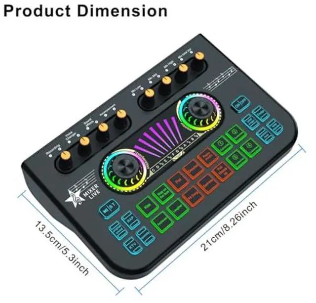 Alt view image 2 of 5 - Gaming Audio Mixer Sound Board Mixer w USB Audio Interface Voice Changer, All-in-One Podcast Live Sound Card for Streaming w Soundboard Customizable Soundpads for PC Smartphone Recording Broadcasting