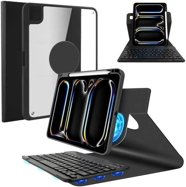 Main image of SOPPY Keyboard Case for New iPad Pro 11-inch (M4) 2024, Magnetically Detachable Keyboard Cover with Pencil Holder, Rotatable Keyboard Case for iPad Pro 11-inch 2024 (Black)