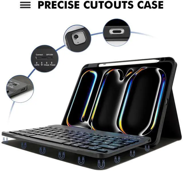 Alt view image 4 of 5 - SOPPY Keyboard Case for New iPad Pro 11-inch (M4) 2024, Magnetically Detachable Keyboard Cover with Pencil Holder, Rotatable Keyboard Case for iPad Pro 11-inch 2024 (Black)