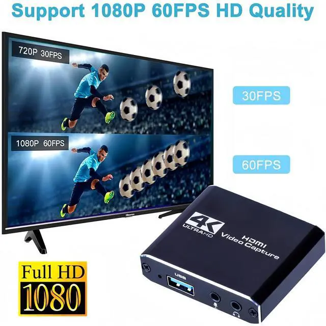 Alt view image 5 of 5 - 4K HDMI Capture Card for Streaming, 1080p 60fps Video Recorder, HDMI to USB 3.0 Capture Card with Microphone, for Gaming/Live Streaming/Video Conference, Works for Nintendo Switch/PS5/PS4/Camera/PC