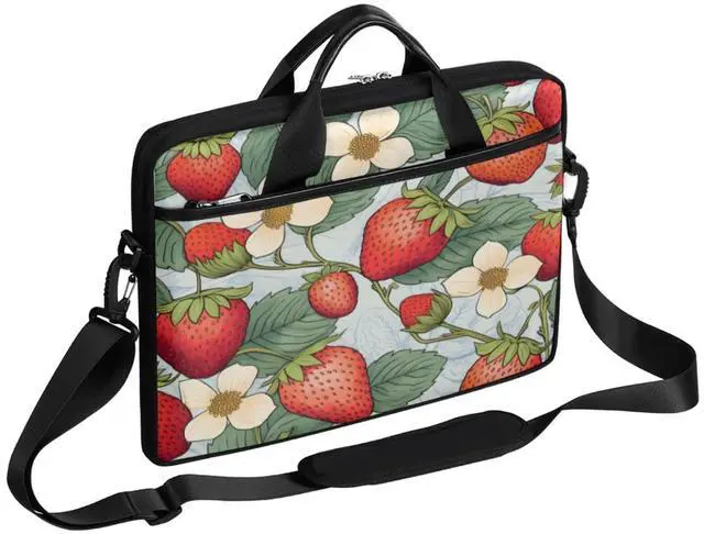 Main image of Laptop Bag for Women Men Waterproof Laptop Shoulder Bag 14-15.6 Inch Computer Messenger Bag Carrying Case (Red Sweet Strawberries)