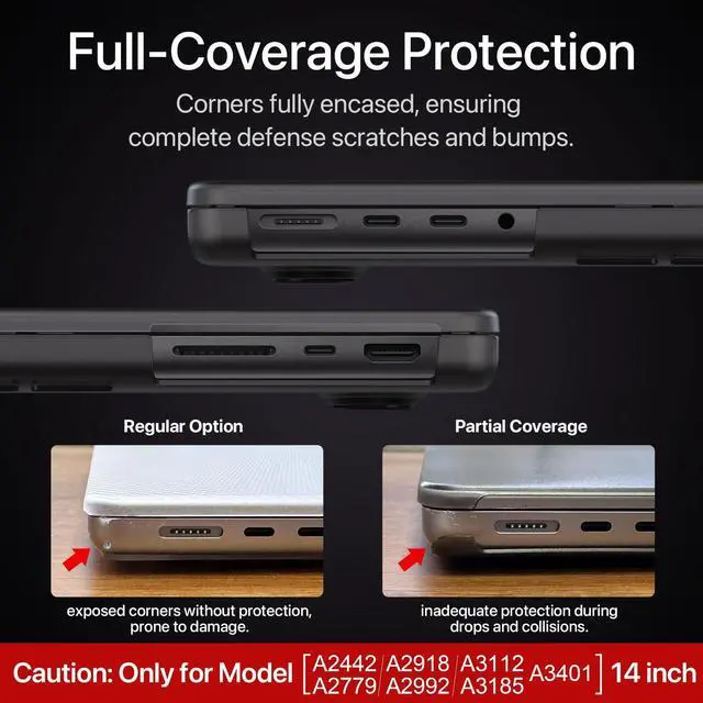 Alt view image 2 of 5 - Soonjet for MacBook Pro 14 inch Case 2024-2021 M4 M3 M2 M1 Pro/Max [100% Match Official Color] A3401 A3112 A2992 A2918 A2779 A2442 Matte Cover Protective Hard Shell Case Laptop - Space Black Clear