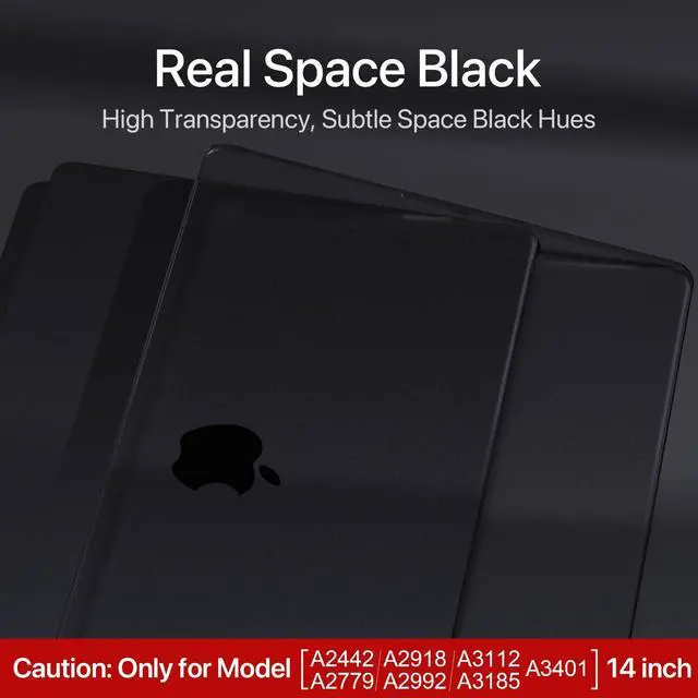 Alt view image 4 of 5 - Soonjet for MacBook Pro 14 inch Case 2024-2021 M4 M3 M2 M1 Pro/Max [100% Match Official Color] A3401 A3112 A2992 A2918 A2779 A2442 Matte Cover Protective Hard Shell Case Laptop - Space Black Clear