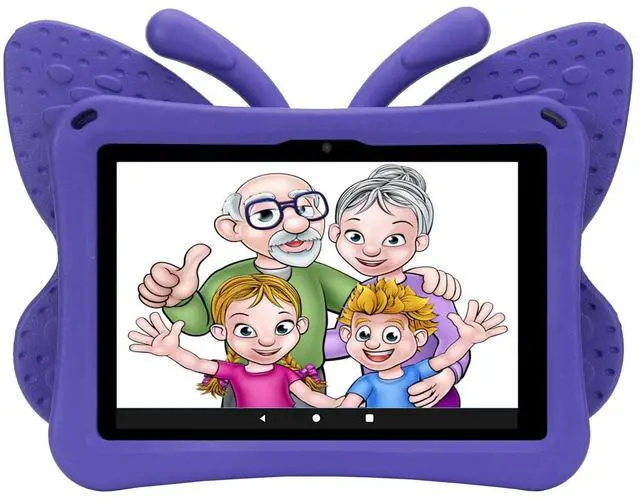 Alt view image 3 of 5 - Butterfly Fire HD 8 2022 2020 Tablet Case for Kids, Tading Kid Proof EVA Foam Protective Stand Cover Compatible with Fire HD 8/8 Plus 10th/ 12th Generation 8 Inch Tablets - Purple