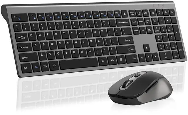 Main image of Wireless Mouse and Keyboard Combo, Full-Size Computer Keyboard with Calculator Button, 2400 Dpi Ergonomic Mouse, Ultra-Thin Cordless USB Keyboard and Mouse Set for Laptop Windows Mac - Black Gray
