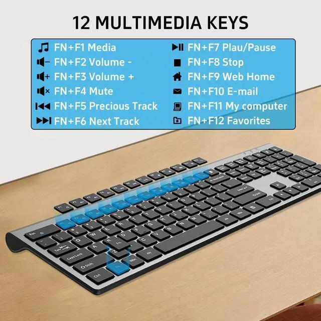 Alt view image 5 of 5 - Wireless Mouse and Keyboard Combo, Full-Size Computer Keyboard with Calculator Button, 2400 Dpi Ergonomic Mouse, Ultra-Thin Cordless USB Keyboard and Mouse Set for Laptop Windows Mac - Black Gray