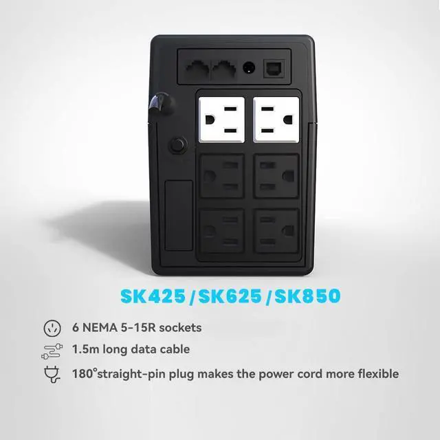 Alt view image 3 of 5 - SKE UPS 625VA+1250VA Battery Backup Power Supply Surge Protector 360W+720W Set Intelligent UPS with LCD Uninterruptible Power Supply