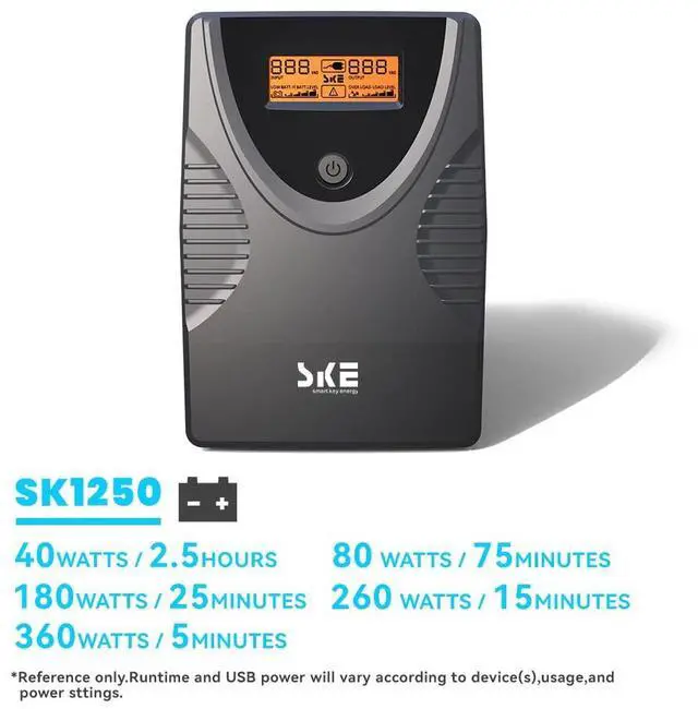 Alt view image 4 of 5 - SKE UPS 625VA+1250VA Battery Backup Power Supply Surge Protector 360W+720W Set Intelligent UPS with LCD Uninterruptible Power Supply