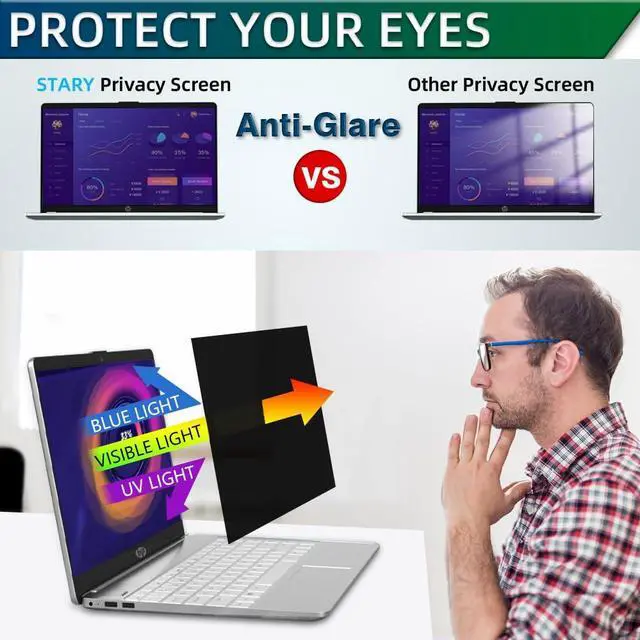 Alt view image 3 of 5 - 14 Inch 16:9 Laptop Privacy Screen Filter - Computer Monitor Privacy Shield and Removable Anti-Glare-Blue Light Protector
