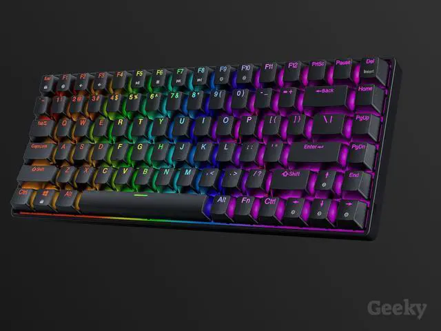 Alt view image 5 of 5 - Geeky GK75 75% | Hot Swappable Mechanical Gaming Keyboard | 84 Keys Multi Color RGB LED Backlit for PC/Mac Gamer | ANSI US American Layout (Black, Mechanical Red)