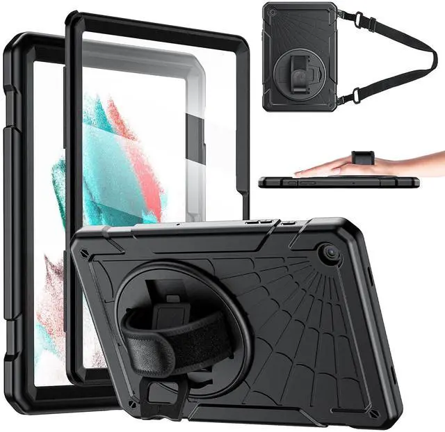 Main image of Stweap Case for Samsung Galaxy Tab A9+ / a9 Plus 11'' 2023 (SM-X210/X216/X218), Shockproof Hard Duty Case with Screen Protector+360 Rotating Hand Strap&Stand+Shoulder Strap for Tab A9+ Tablet, Black