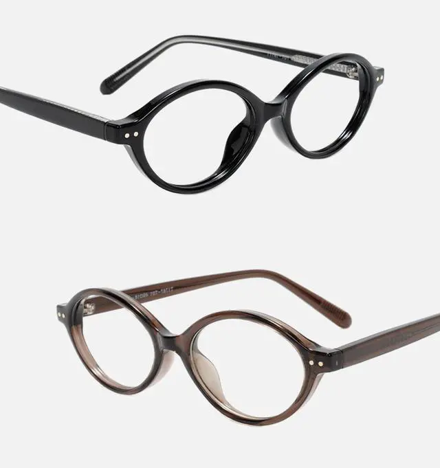 Alt view image 4 of 5 - 2pack Oval Blue Light Blocking Glasses for Women Men, Small 90s Retro Oval Frame Bluelight Glasses for Gaming/Computer/Screen(Black and Crystal Smoky Brown)