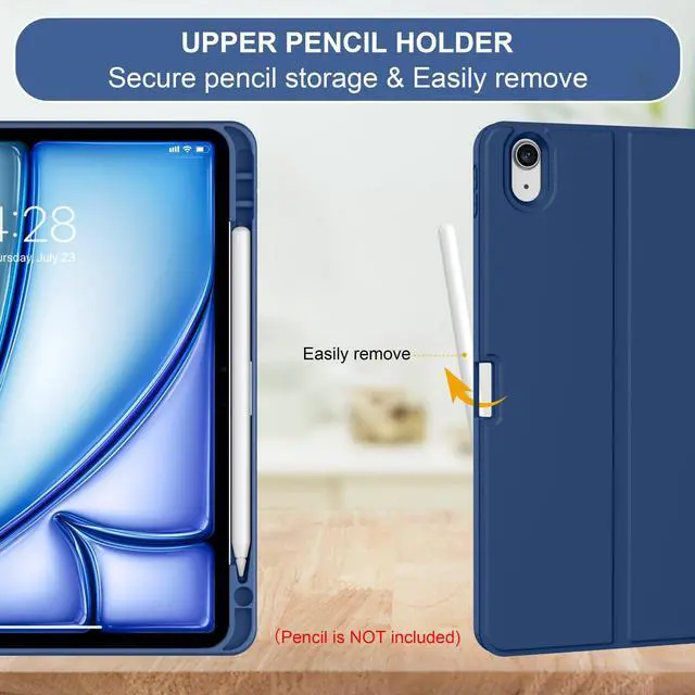 Alt view image 3 of 5 - Soke Keyboard Case for iPad Air 11 inch M3/M2(2025/2024) & Air 5th/4th Generation-7 Color Backlit Detachable Keyboard,Folio Cover with Pencil Holder for iPad Air 11/Air 5/Air 4 Gen, Navy