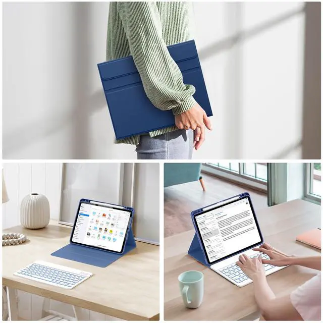 Alt view image 5 of 5 - Soke Keyboard Case for iPad Air 11 inch M3/M2(2025/2024) & Air 5th/4th Generation-7 Color Backlit Detachable Keyboard,Folio Cover with Pencil Holder for iPad Air 11/Air 5/Air 4 Gen, Navy