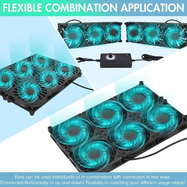 Alt view image 3 of 5 - SUOHUI 360x240mm Computer Cooling Fan, 100V-240V AC, 95.8CFM, 18-41dBA, For DIY Audio Video Network Cabinet Server Cooling Projects & Equipment Workstation Xbox PS5 Accessories