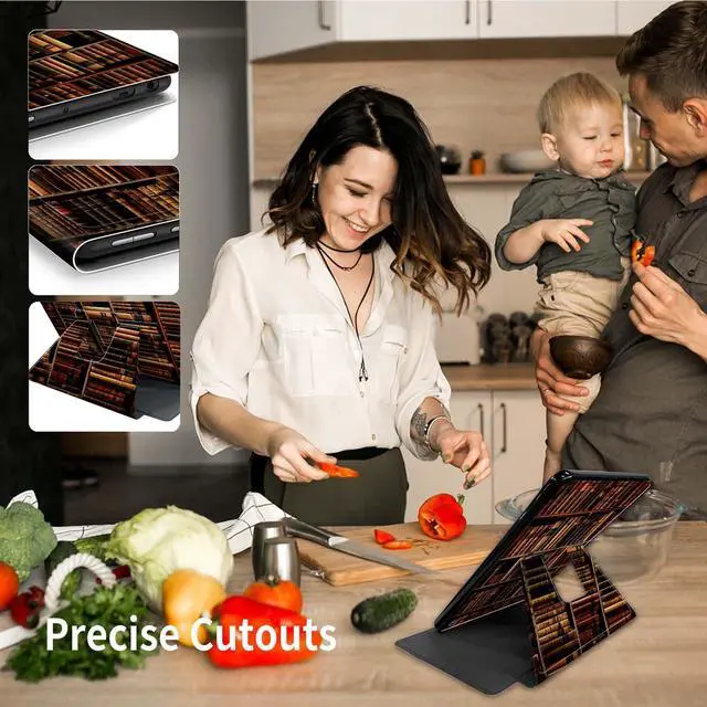 Alt view image 5 of 5 - Rossy Case for  Fire Max 11 (13th Generation, 2023 Release) 360 Degree Rotating Swivel PU Leather Stand Smart Cover with Auto Sleep/Wake for Fire 11 Max Tablet, Library Bookshelf