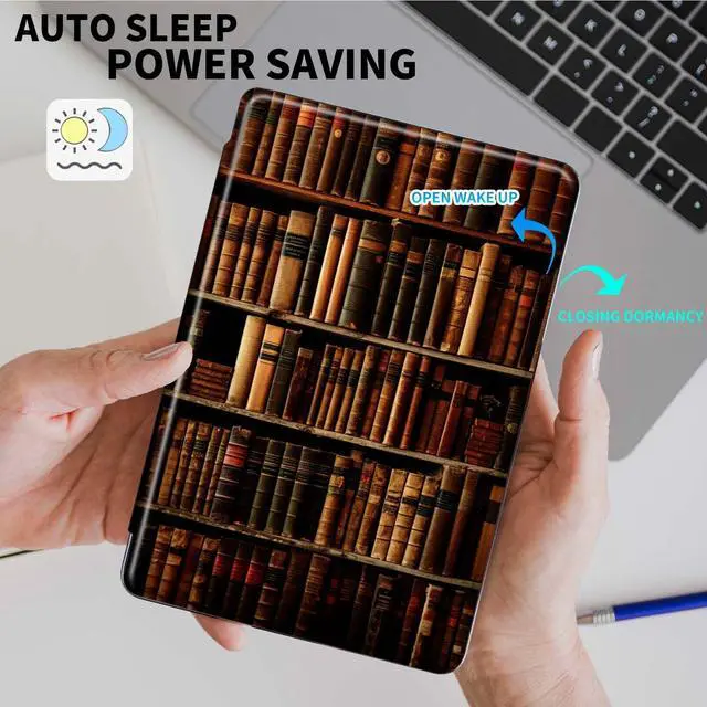 Alt view image 4 of 5 - Rossy Case for  Fire Max 11 (13th Generation, 2023 Release) 360 Degree Rotating Swivel PU Leather Stand Smart Cover with Auto Sleep/Wake for Fire 11 Max Tablet, Library Bookshelf