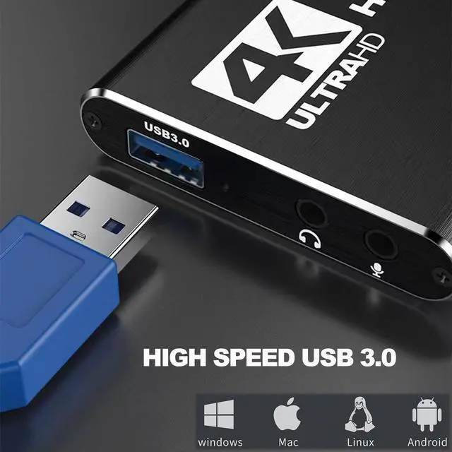 Alt view image 5 of 5 - 4K HDMI Capture Card, 1080P Full HD 60FPS Audio Video Capture Card, USB 3.0 Cam Link Capture Card for Streaming Recording, Fits Nintendo Switch PS4 PS5 Xbox Game Consoles STB Cameras