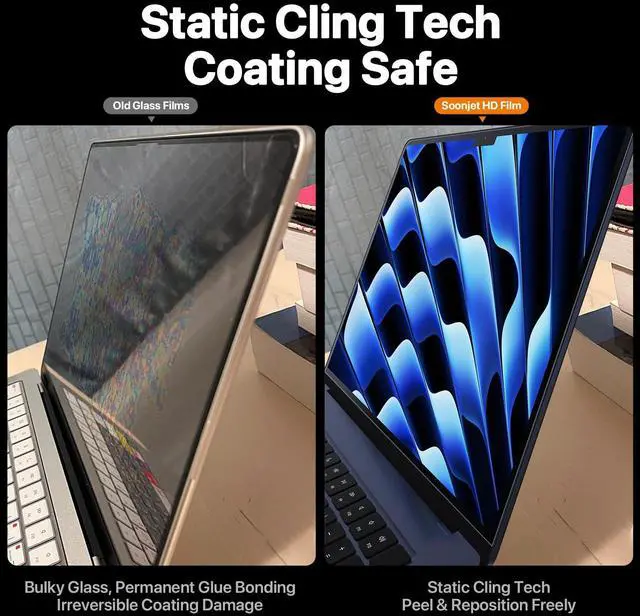 Alt view image 2 of 5 - Soonjet for MacBook Air 13.6 inch Screen Protector + Keyboard Cover