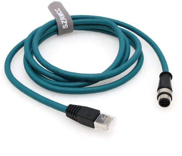 Alt view image 2 of 5 - SZRMCC M12 A Code 8 Pin Male to RJ45 Ethernet Cable Cat6 Gigabit Shielded Waterproof Sensor Actuator Network Cable for Cognex in-Sight 7000 DMR-300 Industrial Camera Vision Sensors (Blue, 1m)