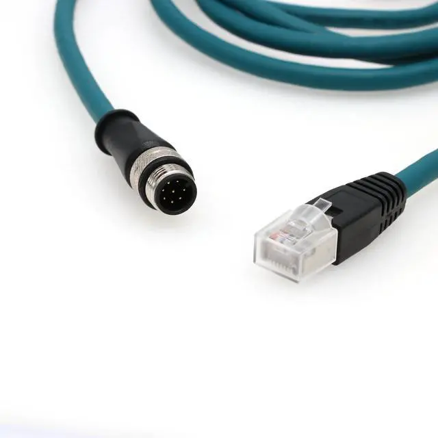 Alt view image 3 of 5 - SZRMCC M12 A Code 8 Pin Male to RJ45 Ethernet Cable Cat6 Gigabit Shielded Waterproof Sensor Actuator Network Cable for Cognex in-Sight 7000 DMR-300 Industrial Camera Vision Sensors (Blue, 1m)