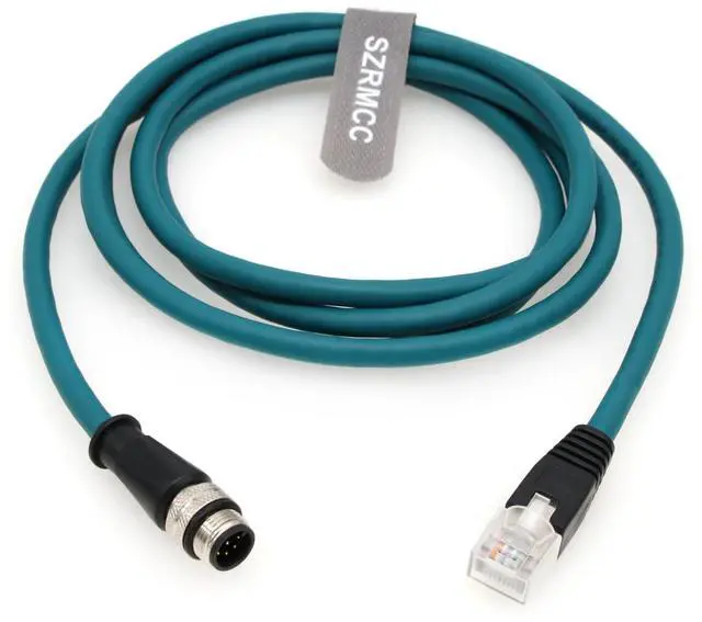 Alt view image 4 of 5 - SZRMCC M12 A Code 8 Pin Male to RJ45 Ethernet Cable Cat6 Gigabit Shielded Waterproof Sensor Actuator Network Cable for Cognex in-Sight 7000 DMR-300 Industrial Camera Vision Sensors (Blue, 1m)