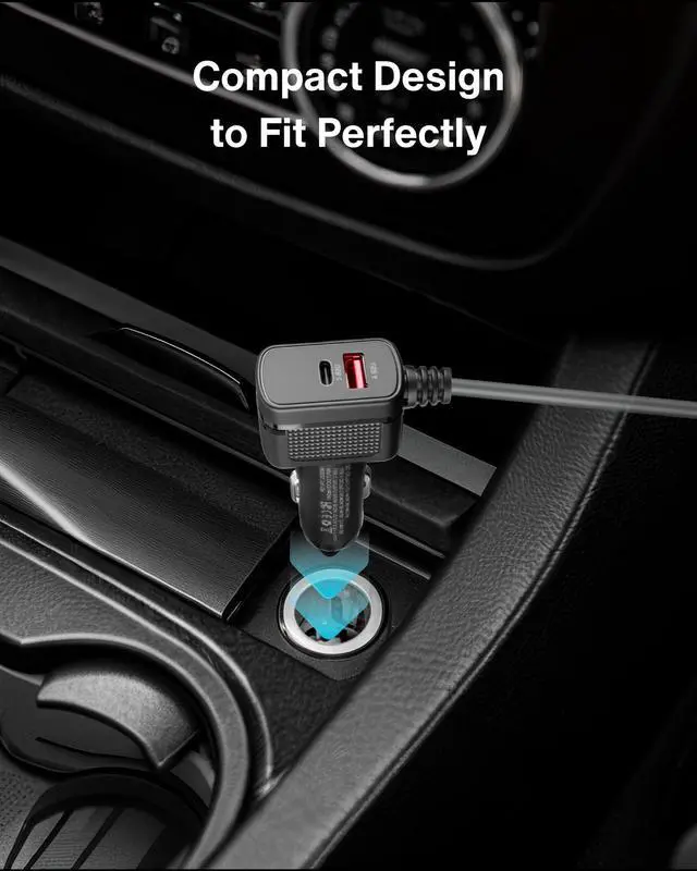 Alt view image 5 of 5 - Car Charger Cable for Starlink Mini 16.5FT with Display - 12-24V Cigarette Lighter to DC Power Cable, 60W DC + 33W Dual USB-C/USB-A Adapter for Trucks, RVs & Boats, 18AWG Cord with Voltage Monitoring