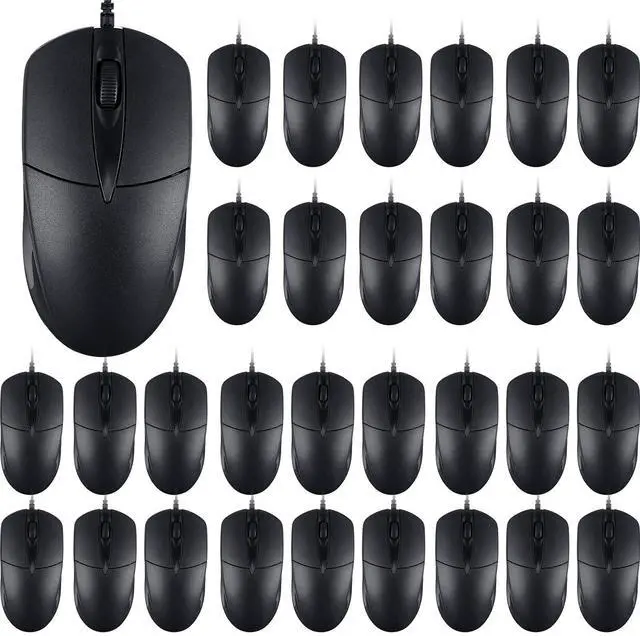 Main image of 100 PCS Black Wired USB Computer Mouse Bulk - 1000 DPI 3 Button Corded with Home Office Noiseless Simple for Laptop Desktop PC