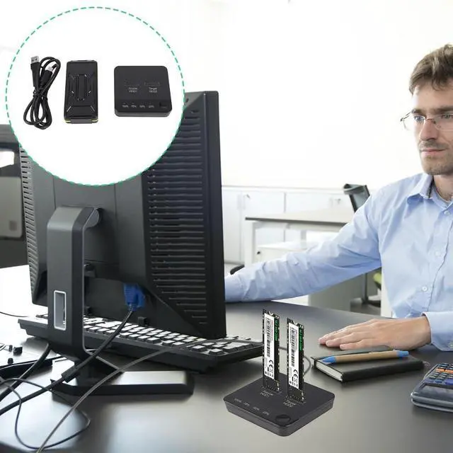 Alt view image 4 of 5 - Tiiyee M.2 SSD Duplicator, Hard Drive Cloner Dual Bay and Dock Offline 1Gbps Reading Writing USB C to SATA Docking Station for B Key/B M Key Old SSD Data Transmission Size 2230 22242 2260 2280 22110