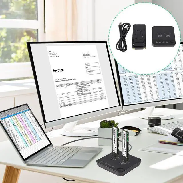 Alt view image 5 of 5 - Tiiyee M.2 SSD Duplicator, Hard Drive Cloner Dual Bay and Dock Offline 1Gbps Reading Writing USB C to SATA Docking Station for B Key/B M Key Old SSD Data Transmission Size 2230 22242 2260 2280 22110
