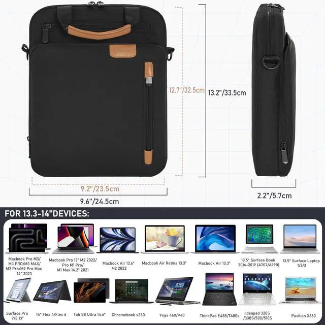 Alt view image 2 of 5 - 13.3-14 Inch Laptop Sleeve Bag, Padded Carrying Case for MacBook Pro M3/M2 14" /13", MacBook Air 13.6" M3/M2 2024/2022, Surface Pro AI PC/9/8 13",Protective Bag with Accessory Pocket