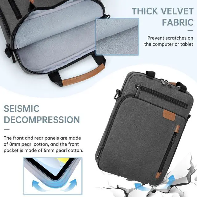 Alt view image 3 of 5 - 13.3-14 Inch Laptop Sleeve Bag, Padded Carrying Case for MacBook Pro M3/M2 14" /13", MacBook Air 13.6" M3/M2 2024/2022, Surface Pro AI PC/9/8 13",Protective Bag with Accessory Pocket, Grey