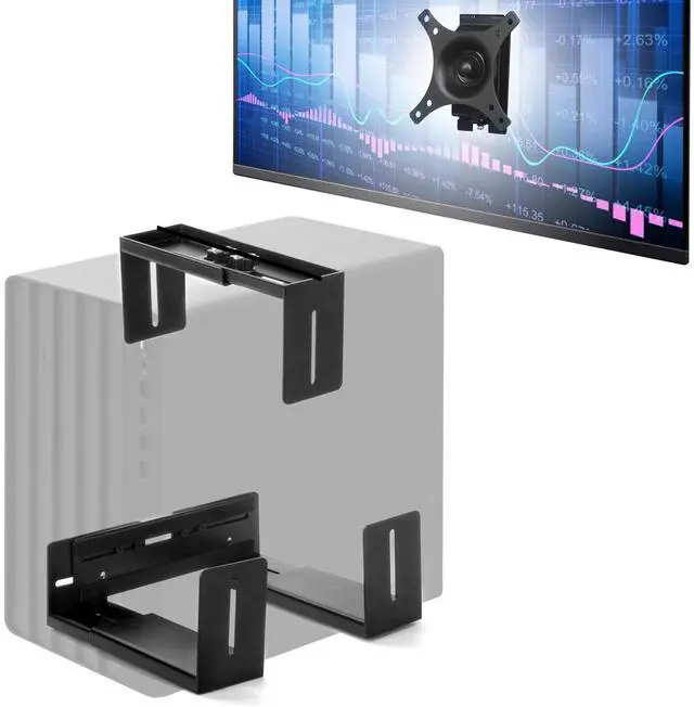 Main image of Monitor Wall Mount and Wall PC Mount Kit, Adjustable Monitor Holder Fits for 17"-32" Screens - 360 Rotation VESA Wall Mount, Width Adjustable from 5.2" to 8.5" for Computer Tower Mount Home Office