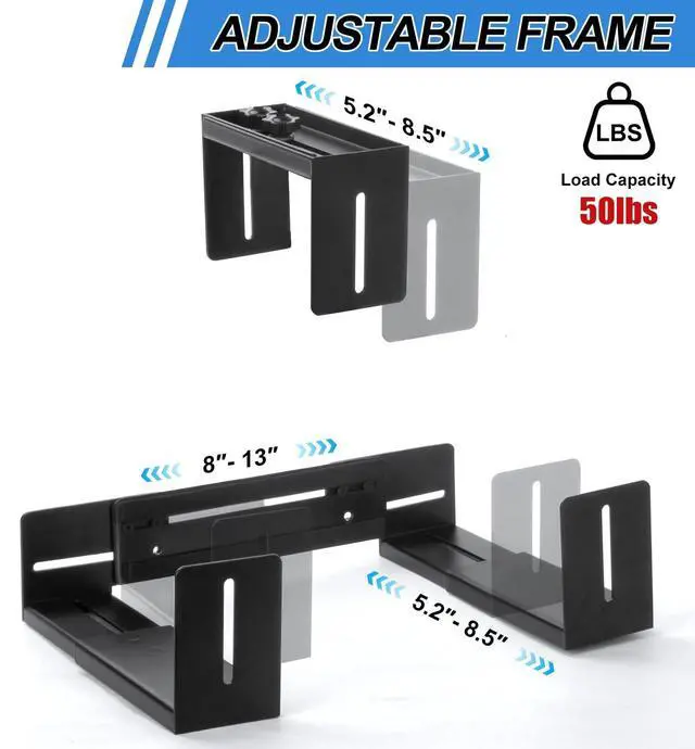 Alt view image 4 of 5 - Monitor Wall Mount and Wall PC Mount Kit, Adjustable Monitor Holder Fits for 17"-32" Screens - 360 Rotation VESA Wall Mount, Width Adjustable from 5.2" to 8.5" for Computer Tower Mount Home Office