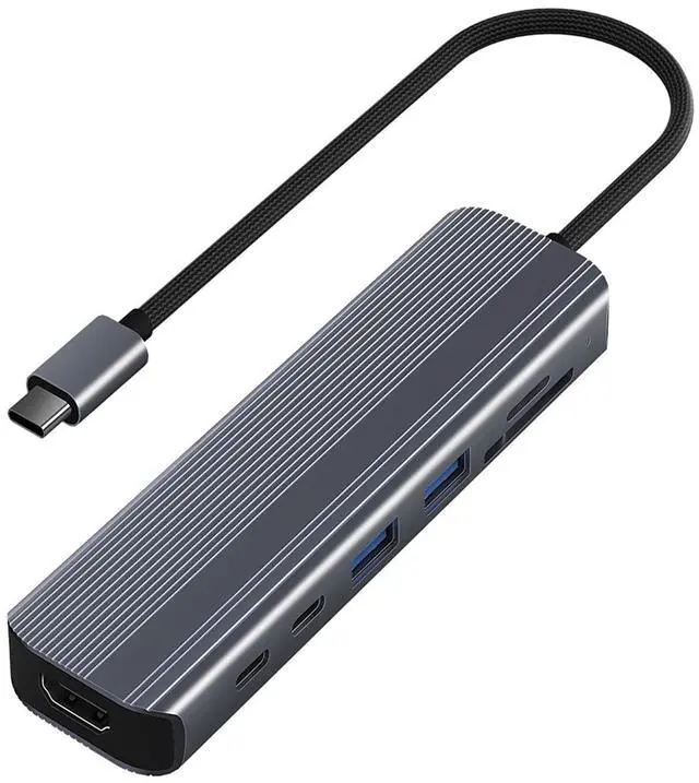 Main image of 7-in-1 USB-C Hub with 4K/60Hz HDMI, 100W PD Charging, 5Gbps Dual USB-A/USB-C Ports, SD/TF Card Reader, Aluminum USB-C Adapter for MacBook Pro/Air and Other Type-C Devices