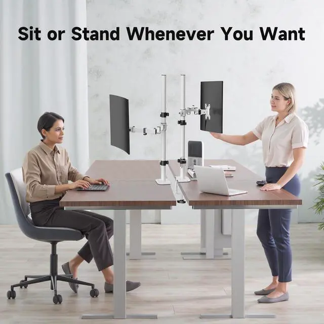 Alt view image 5 of 5 - Suptek Single Monitor Arm Desk Mount Fully Adjustable Monitor Stand for 1 / One Screen up to 32 inch Extra Tall 31.5 inch Pole,White (MD6821W)