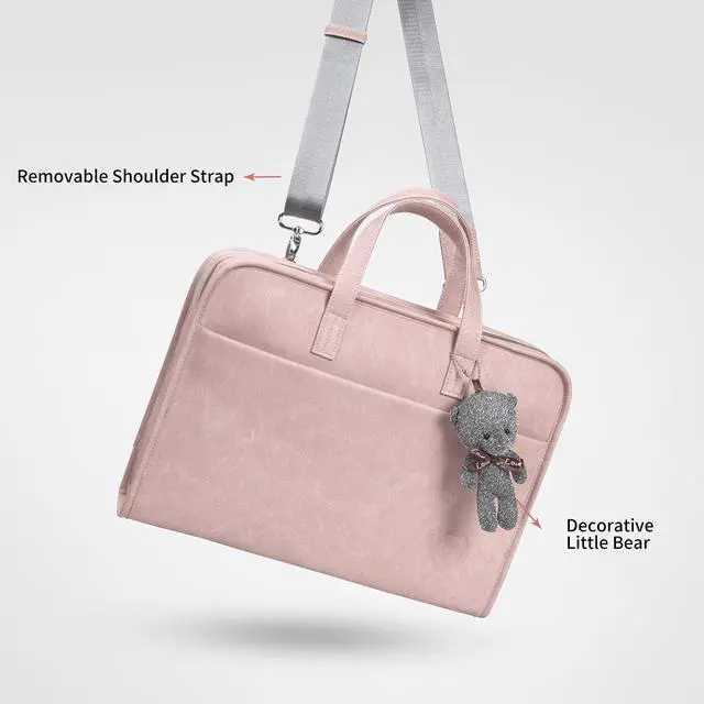 Alt view image 5 of 5 - TAIKESEN 360deg Protective Laptop Shoulder Bag Sleeve Case for 13-14.2 inch Notebooks, Compatible with 14 inch New MacBook Air Pro Max M1 M2 M3, HP, Dell, Asus, Acer, with Airbags, Handle, Pink