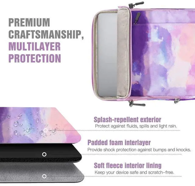 Alt view image 3 of 5 - TiMOVO 13.3-14 Inch Laptop Sleeve Carrying Bag with Pockets for iPad Air 13 Inch 2024,iPad Pro 13 Inch 2024,MacBook Air 2022-2018,MacBook Pro M2/M2/M1 Pro/M1 Max,Galaxy Tab S9+/S8+ 12.4",Purple