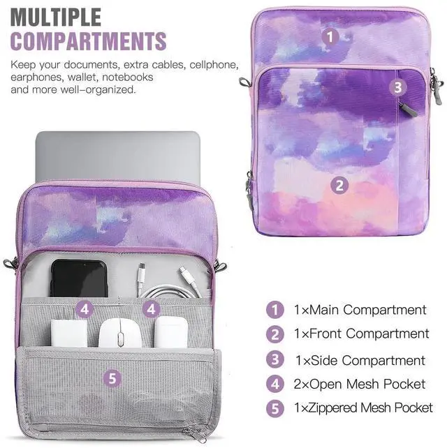 Alt view image 4 of 5 - TiMOVO 13.3-14 Inch Laptop Sleeve Carrying Bag with Pockets for iPad Air 13 Inch 2024,iPad Pro 13 Inch 2024,MacBook Air 2022-2018,MacBook Pro M2/M2/M1 Pro/M1 Max,Galaxy Tab S9+/S8+ 12.4",Purple