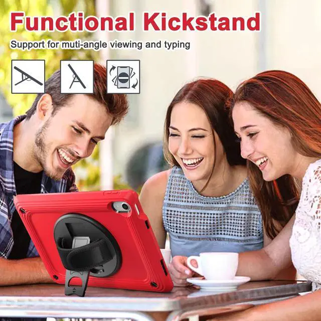 Alt view image 4 of 5 - TSQQST for iPad (A16) 11th/10th Generation Case for Women Artists Designer Luxury Red 10.9 Inch 2025 2022 with Screen Protector | Shockproof Silicone Shell | Strap for Car & Airplane