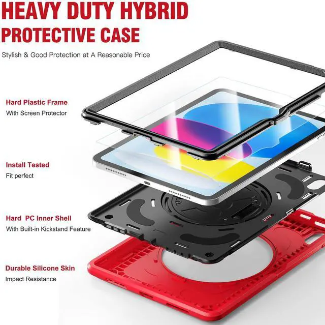 Alt view image 3 of 5 - TSQQST for iPad (A16) 11th/10th Generation Case for Women Artists Designer Luxury Red 10.9 Inch 2025 2022 with Screen Protector | Shockproof Silicone Shell | Strap for Car & Airplane