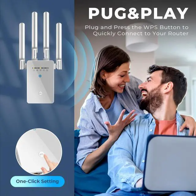 Alt view image 5 of 5 - WiFi Extender Signal Booster, Long Range Internet Booster for Home, New Gen 5X Faster Wireless Repeater and Signal Amplifier w/Ethernet Port, Coverage up to 9980 sq.ft and 60+ Devices