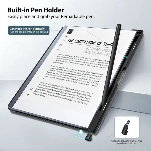 Alt view image 3 of 5 - TiMOVO Case Compatible for Remarkable 2 Tablet, Slim Lightweight Stand Hard Back Shell Protective Cover with Pen Holder Compatible with Remarkable 2 Paper Tablet 10.3" 2020 Released, Gray