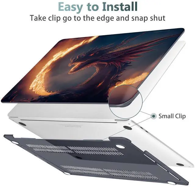 Alt view image 3 of 5 - Tuiklol for MacBook Pro 16 inch Case (2020 2019 Release) Model A2141, Hard Shell Case for Keyboard Cover& OTG & Camera Cover with Retina Display and Touch Bar Fits Touch ID,Fire Dragons
