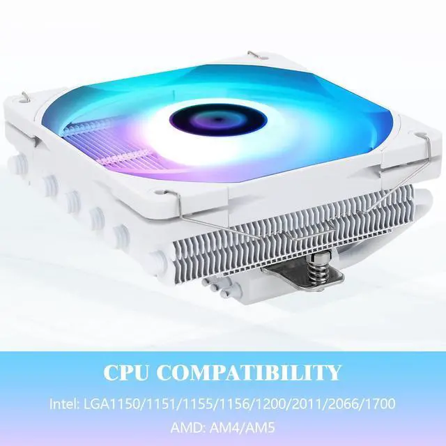 Alt view image 4 of 5 - Thermalrlght AXP120-X67 White ARGB Low Profile CPU Air Cooler with Quite 120mm TL-C12015W-S PWM Fan, 6 Heat Pipes, 67mm Height, for AMD AM4 AM5/Intel LGA 1700/1150/1151/1155/1200/2011/2066