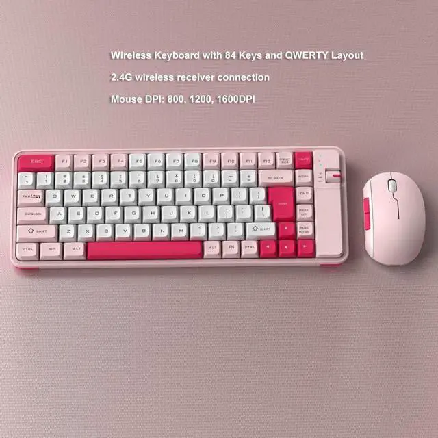 Alt view image 3 of 5 - Keyboard and Mouse Combo for Windows, Bluetooth 2.4 GHz Receiver Keyboard Mouse Set, 84 Keys QWERTY Layout Keyboard, Adjustable DPI Mouse ()