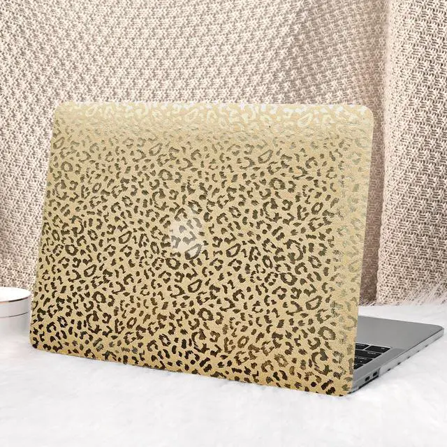 Main image of Seorsok Compatible with MacBook Pro 13 Inch Case M2 2023,2022,2021-2016 A2338 M1 A2251 A2289 A2159 A1989 A1708 A1706,Glossy Leather Plastic Hard Shell Case with Keyboard Cover,Fleece Gold